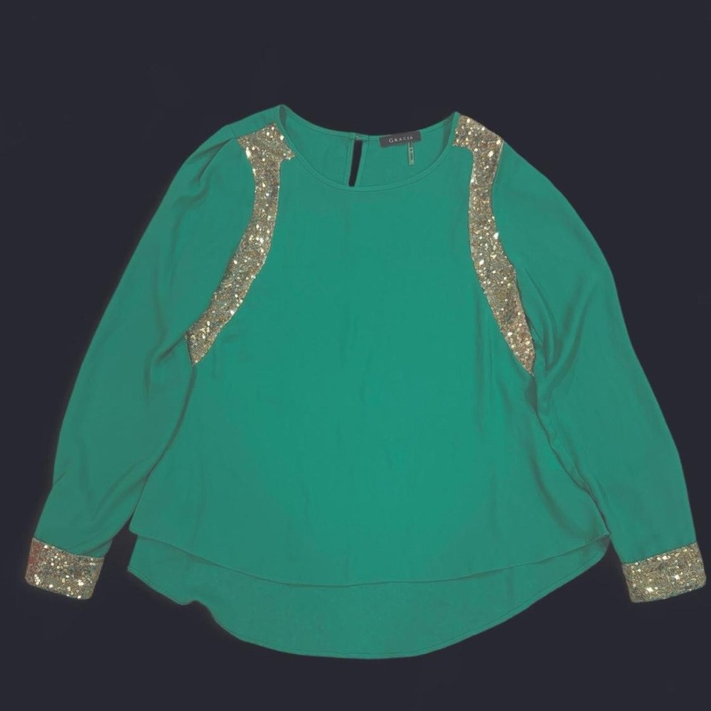 Gracia Designer Top Flowy Sequin Accents